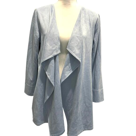 Gretchen Scott lightweight faux suede waterfall cardigan jacket with pockets! M - Picture 1 of 7